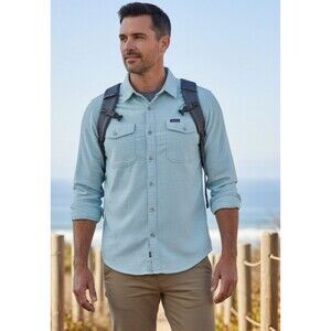 Patagonia Men’s M Hemp Cotton Cayo Largo Button Down Long/Sleeves Blue Shirt